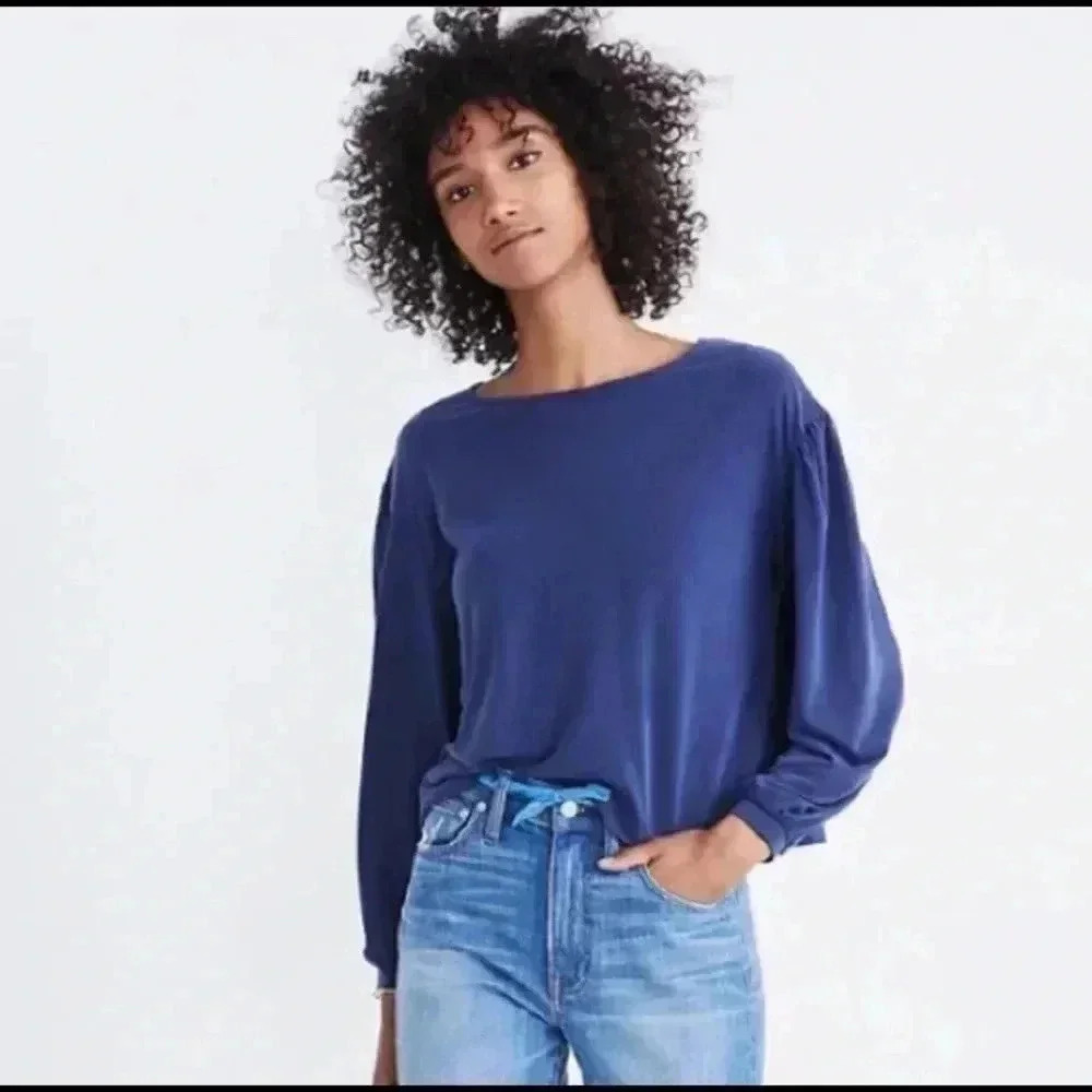 Madewell sandwashed gathered sleeve top soft and carefree